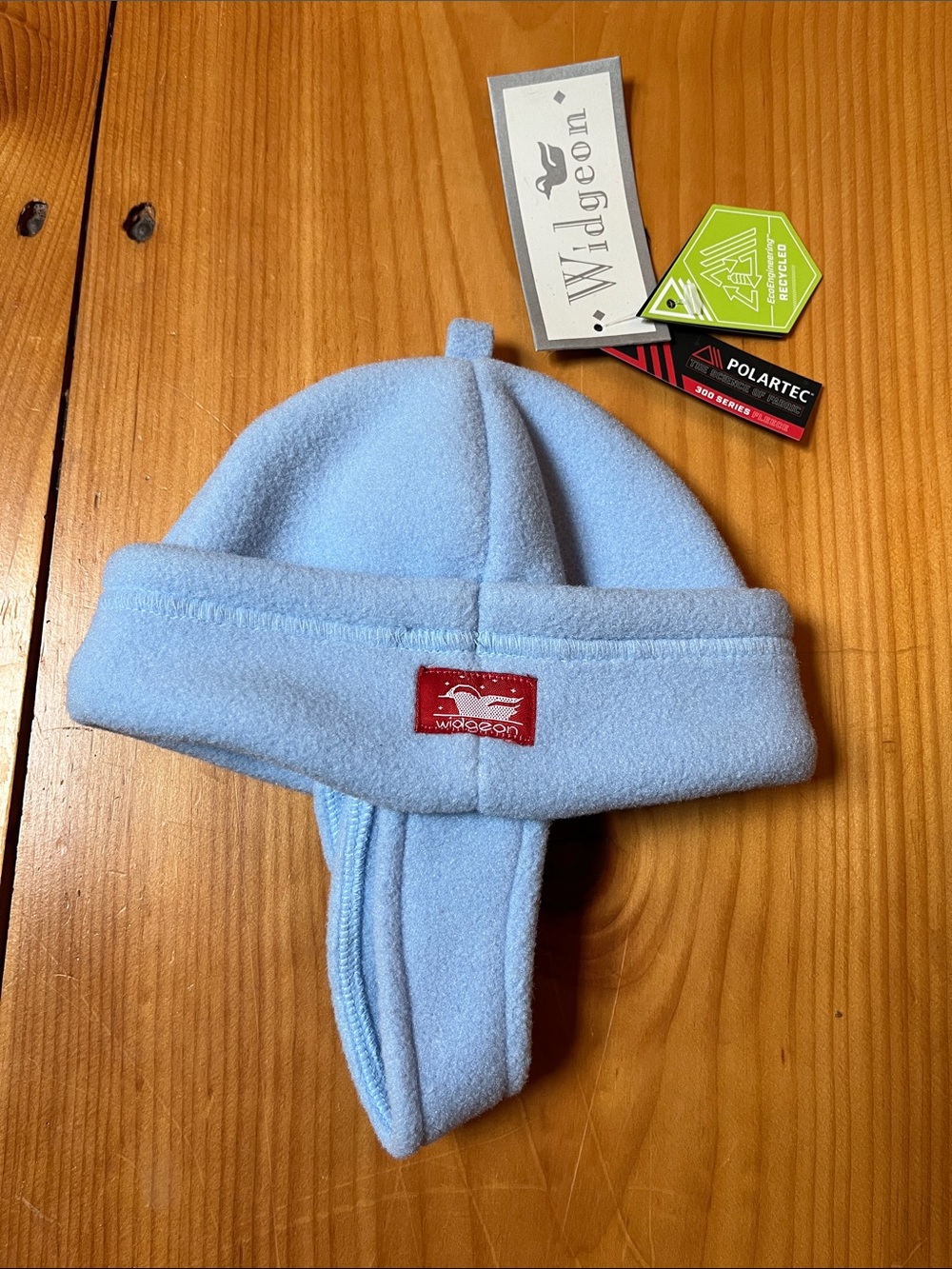 New! WIDGEON 0-6M Warmplus Polartec Fleece Hat Chin Strap Light Blue Boy